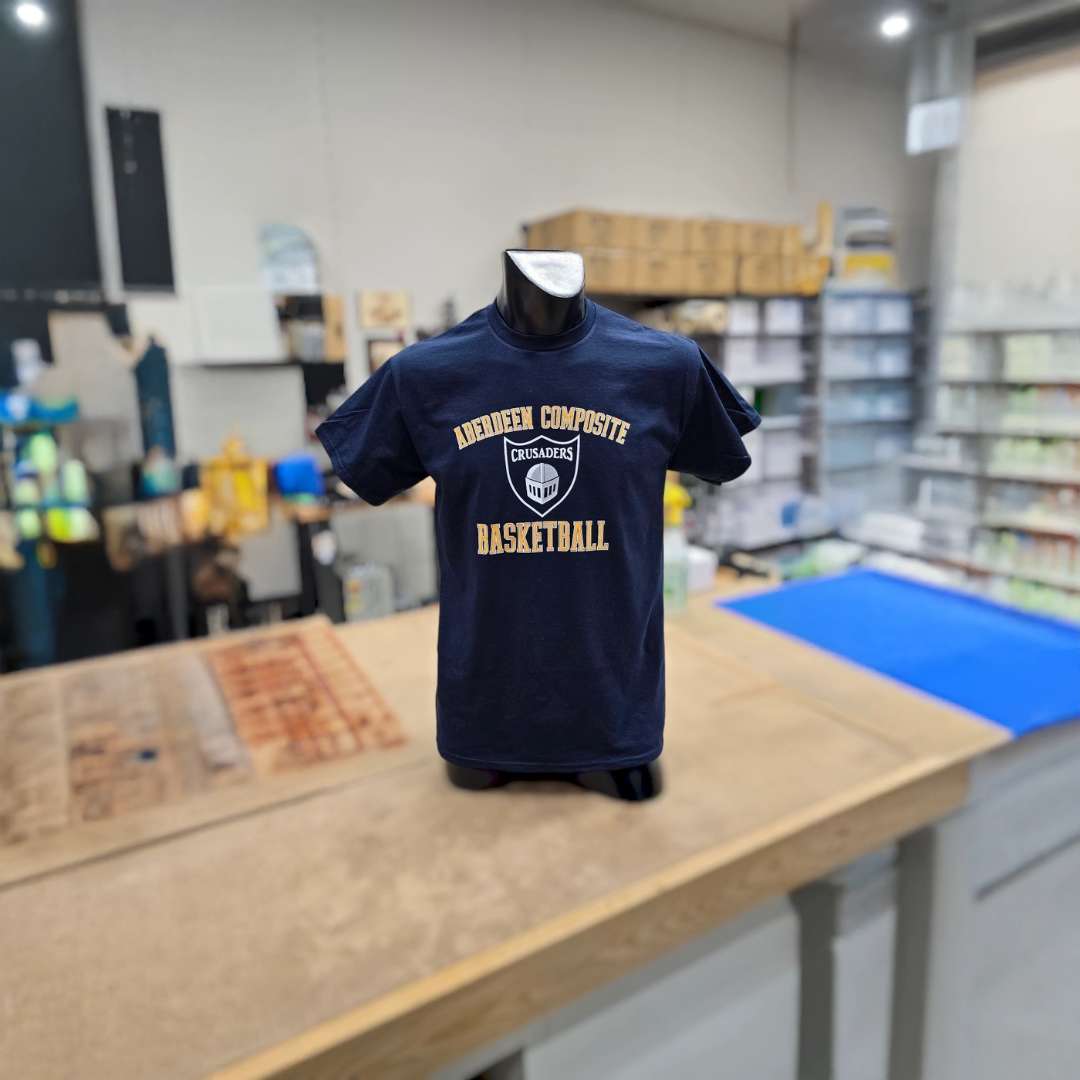 Printing Saskatoon on a basketball t-shirt