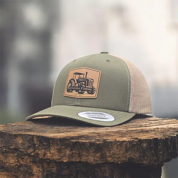 Custom Leatherette Engraved Leather Patch Hat