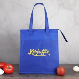 Custom branded reusable tote bag with company logo printing